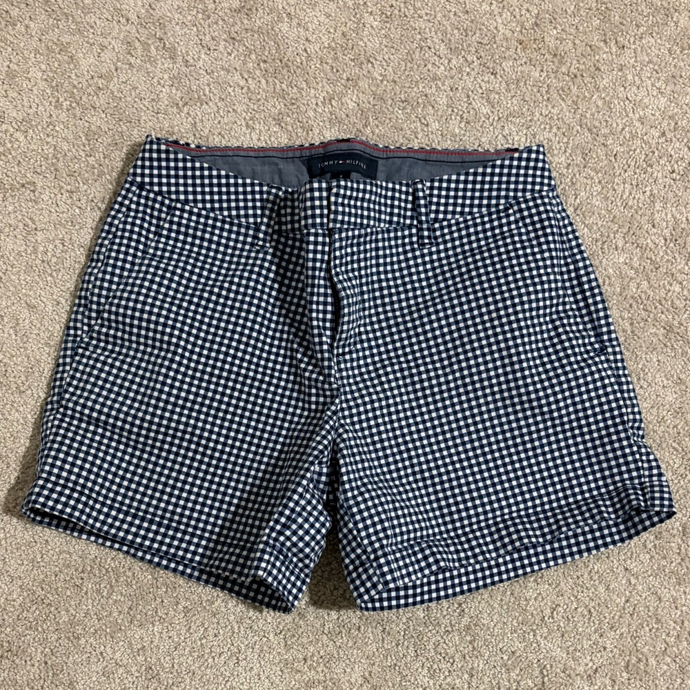 Tommy Hilfiger Navy Gingham Shorts Size 4 Preppy Classic